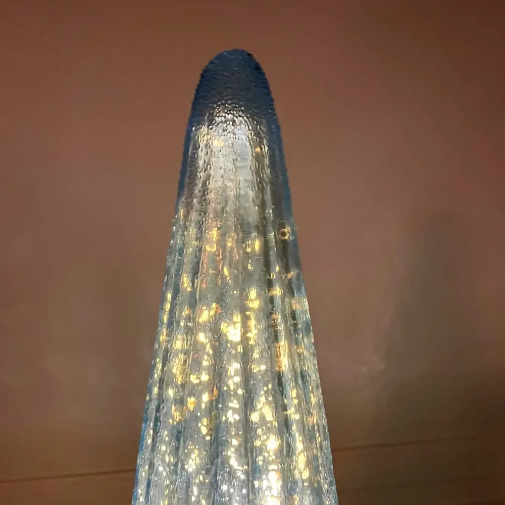 Illuminated Glass Christmas Tree 19in Iridescent Blue Chic Holiday Decor New